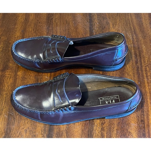 FLS‎ Florsheim Mens Burgundy Leather Penny Loafers Dress Shoes Size 12 D main image 6